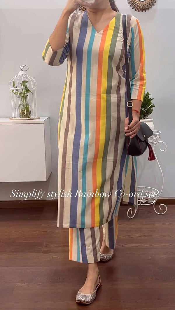 New rainbow 🌈beige co-ord set (PVCD49)